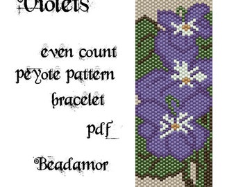 Peyote Pattern for bracelet: Violets- INSTANT DOWNLOAD pdf