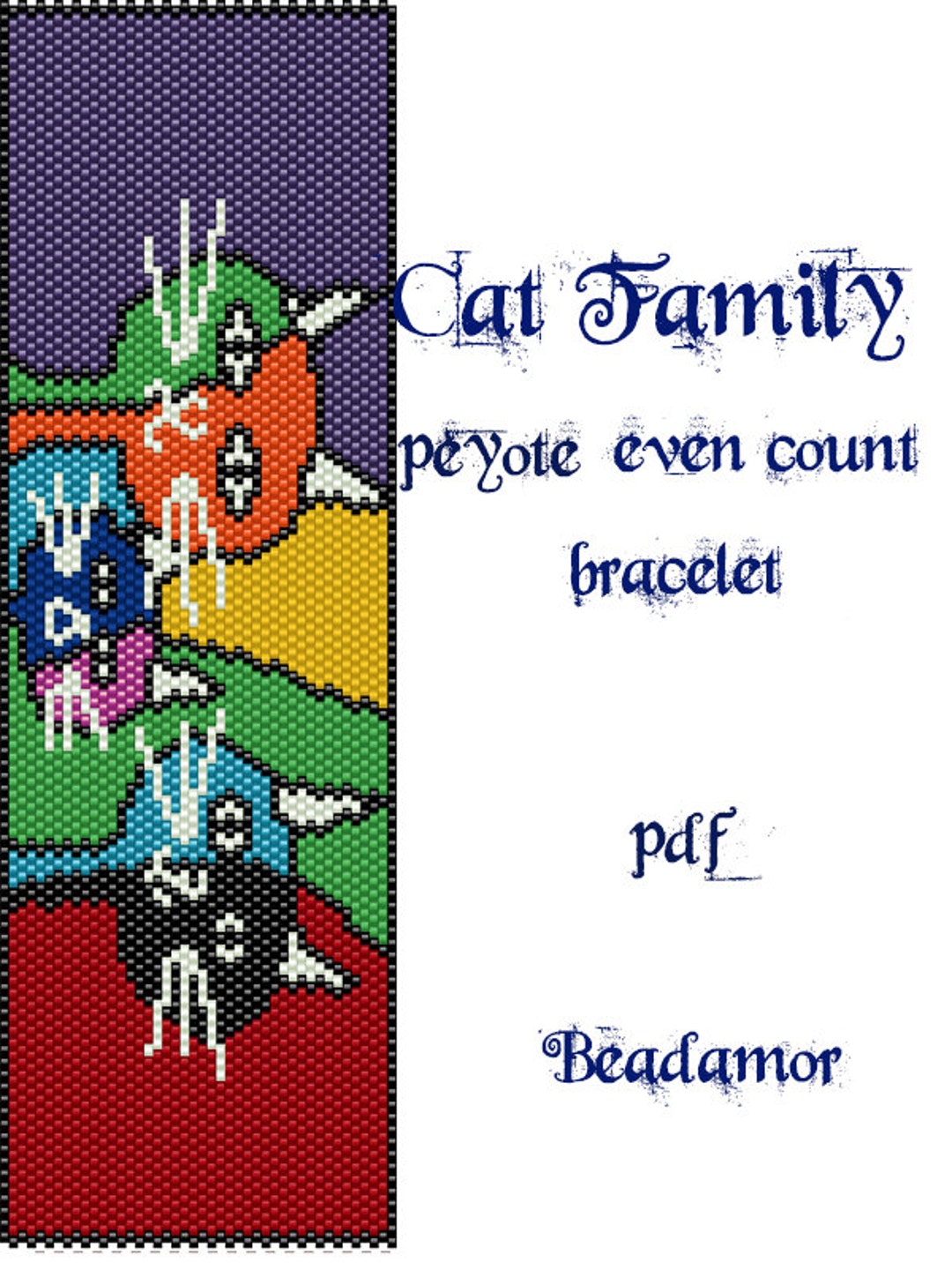 Peyote Pattern for Bracelet Cat Family INSTANT DOWNLOAD Pdf - Etsy