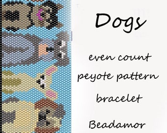 Peyote Pattern for bracelet Dogs INSTANT DOWNLOAD pdf