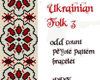 Peyote Pattern for bracelet  Ukrainian Folk 3 - INSTANT DOWNLOAD pdf