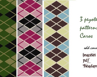 3 peyote patterns for bracelet Caros instant download pdf