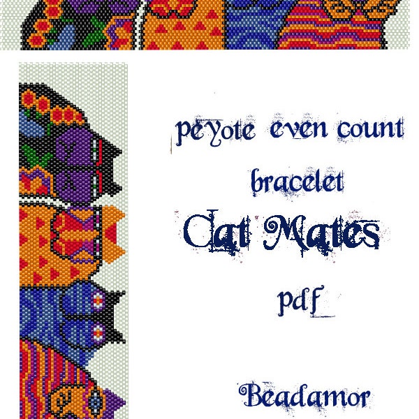 Peyote Pattern for bracelet Cat Mates- INSTANT DOWNLOAD pdf