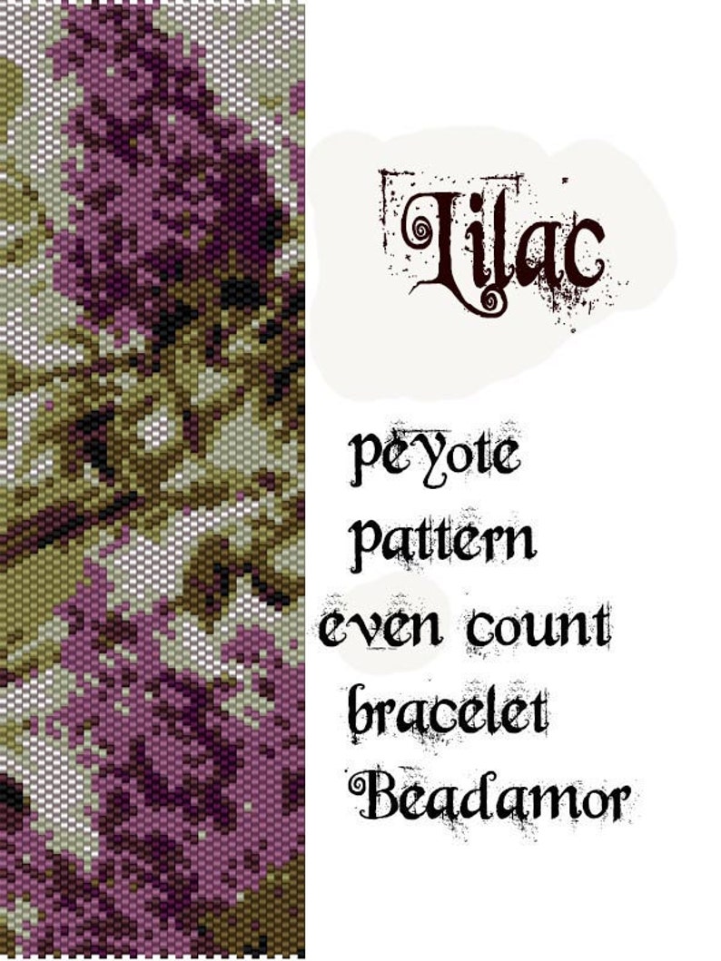 Peyote Pattern for bracelet: Lilac INSTANT DOWNLOAD pdf image 1