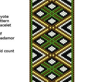 Peyote Pattern for bracelet: Green, Yellow- INSTANT DOWNLOAD pdf