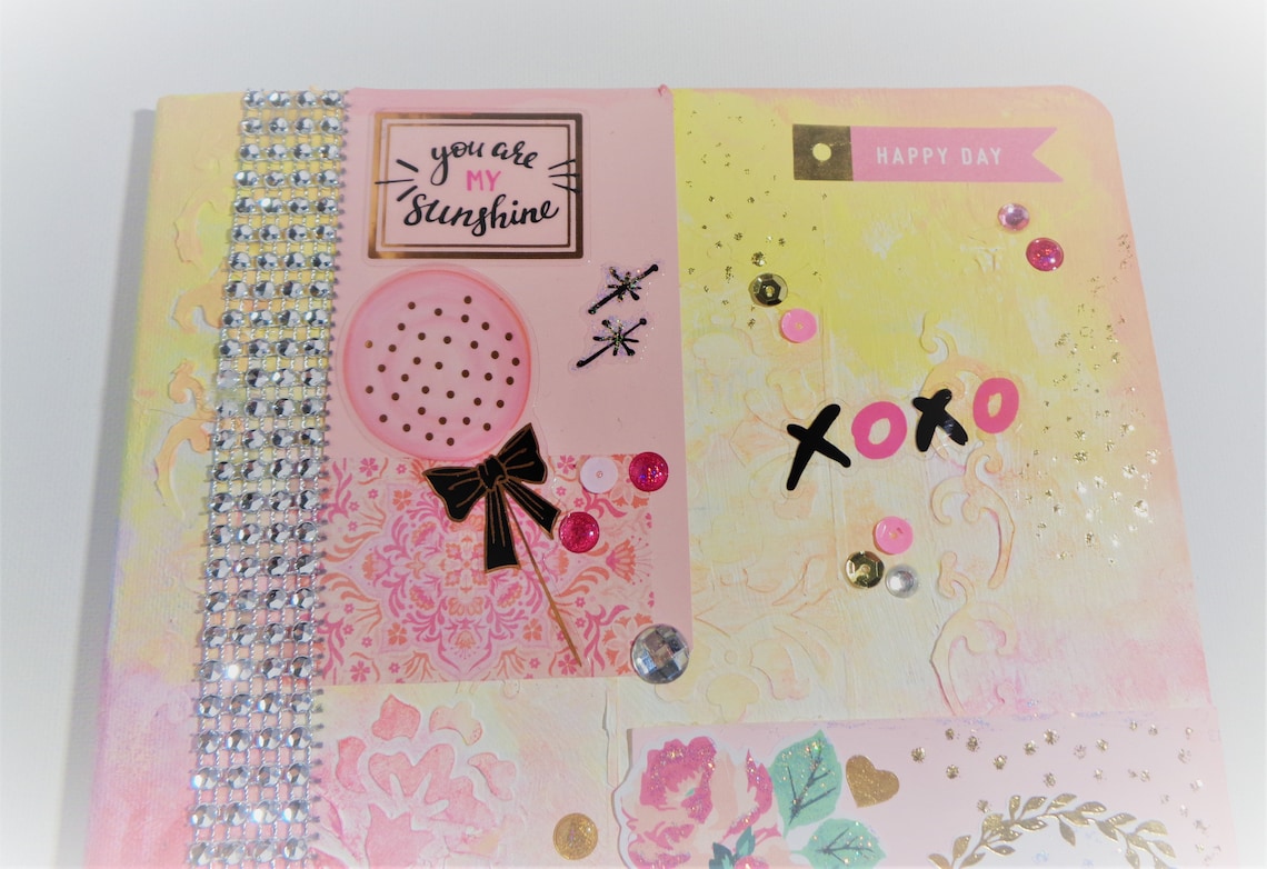 Girly Journal Womans Journal Mixed Media Journal Flower Etsy