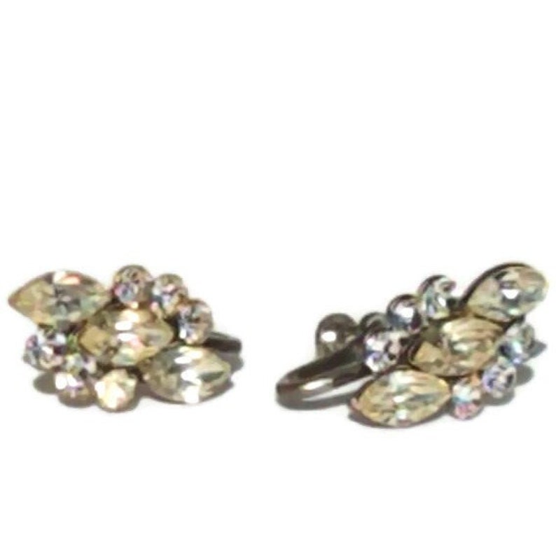 Clip On Earrings, Vintage Rhinestone Clip-on Earrings, Statement Earrings, Unique Elegant Clip On Earrings image 1