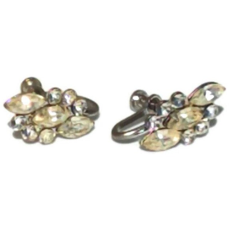Clip On Earrings, Vintage Rhinestone Clip-on Earrings, Statement Earrings, Unique Elegant Clip On Earrings image 5