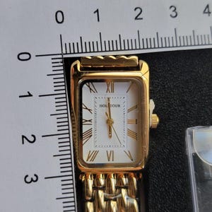 HOLITOUR Womens Watch White Dial Gold Tone Rect Bracelet Dress Quartz Analog image 15