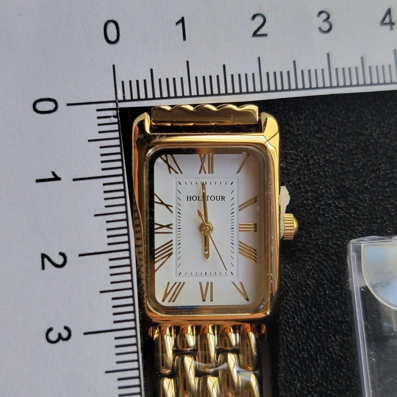 HOLITOUR Womens Watch White Dial Gold Tone Rect Bracelet Dress Quartz Analog image 15