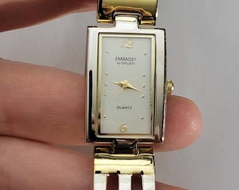 Embassy By Gruen Womens Watch 20mm White Dial Gold Case Two-Tone Bracelet Quartz