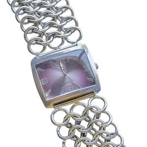 Vintage GG Quartz Watch Plum Dial Chain Link Bold Retro Watch Gift for Her