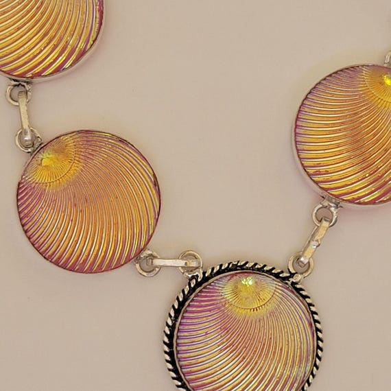 Handmade Iridescent Shell Necklace: Vintage Silve… - image 6