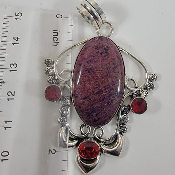 Ruby Zoisite Pendant – With Red Garnet Accents + … - image 2
