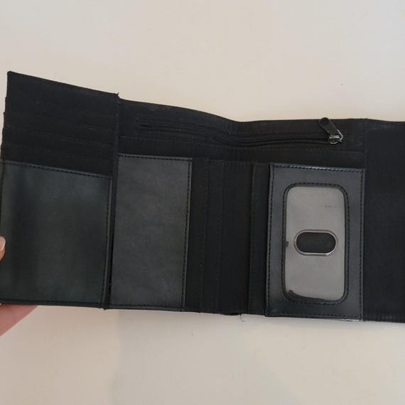 Nine West Black Leather Zip Pouch Wallet With Keyring Pull Compact