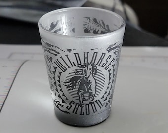 Wild Horse Saloon Shot Glass Unisex Adults Gray Glass Retro Decorated Party