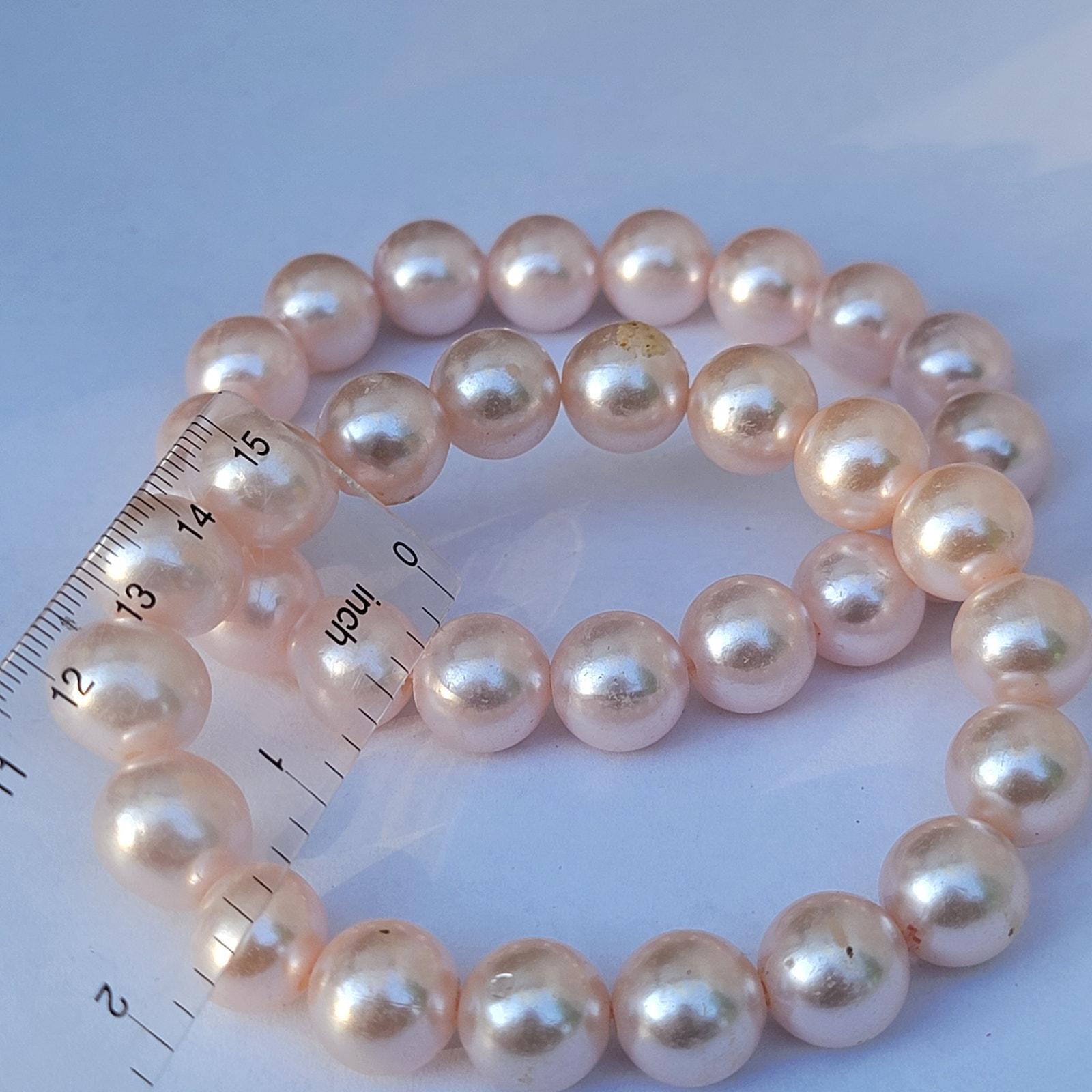 Vintage Pink Pearl Bracelet Stretch Pastel Faux Pearls 80s  display picture 2