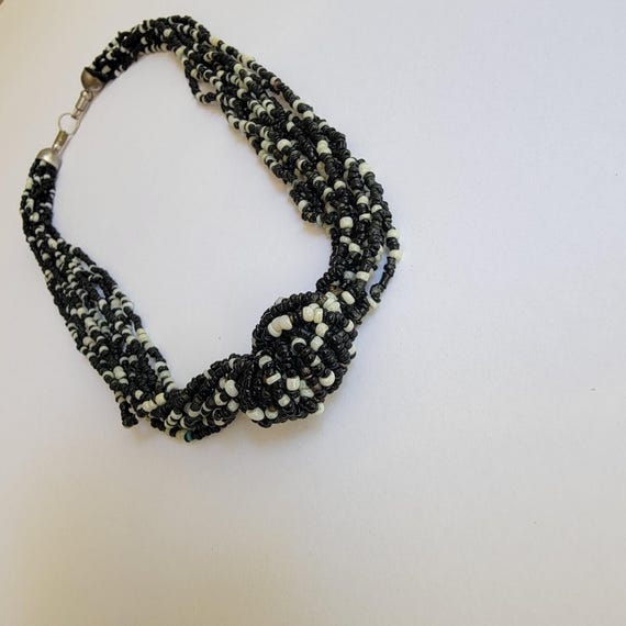 Multi-Layer Monochrome Bib Knot Statement Necklace - image 9