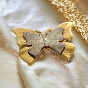 Unique Vintage Butterfly Brooch,  Gold and Silver Double Butterfly Brooch, Vintage Butterfly Pin, Retro Butterfly Pin