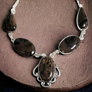 Dendritic Agate Statement Necklace - Bold Women&#39;s Handcrafted Jewelry