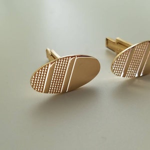 Vintage Oval Cufflinks for Men, Unique Gold Cufflinks