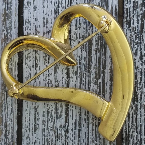 Trifari Vintage Brooch, Enchanting Gold Heart Bro… - image 6