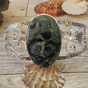Crocodile Jasper Sterling Silver Cuff Bracelet - Untamed Southwestern Beauty