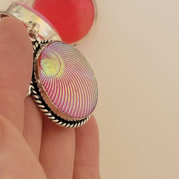 Handmade Iridescent Shell Necklace: Vintage Silve… - image 7