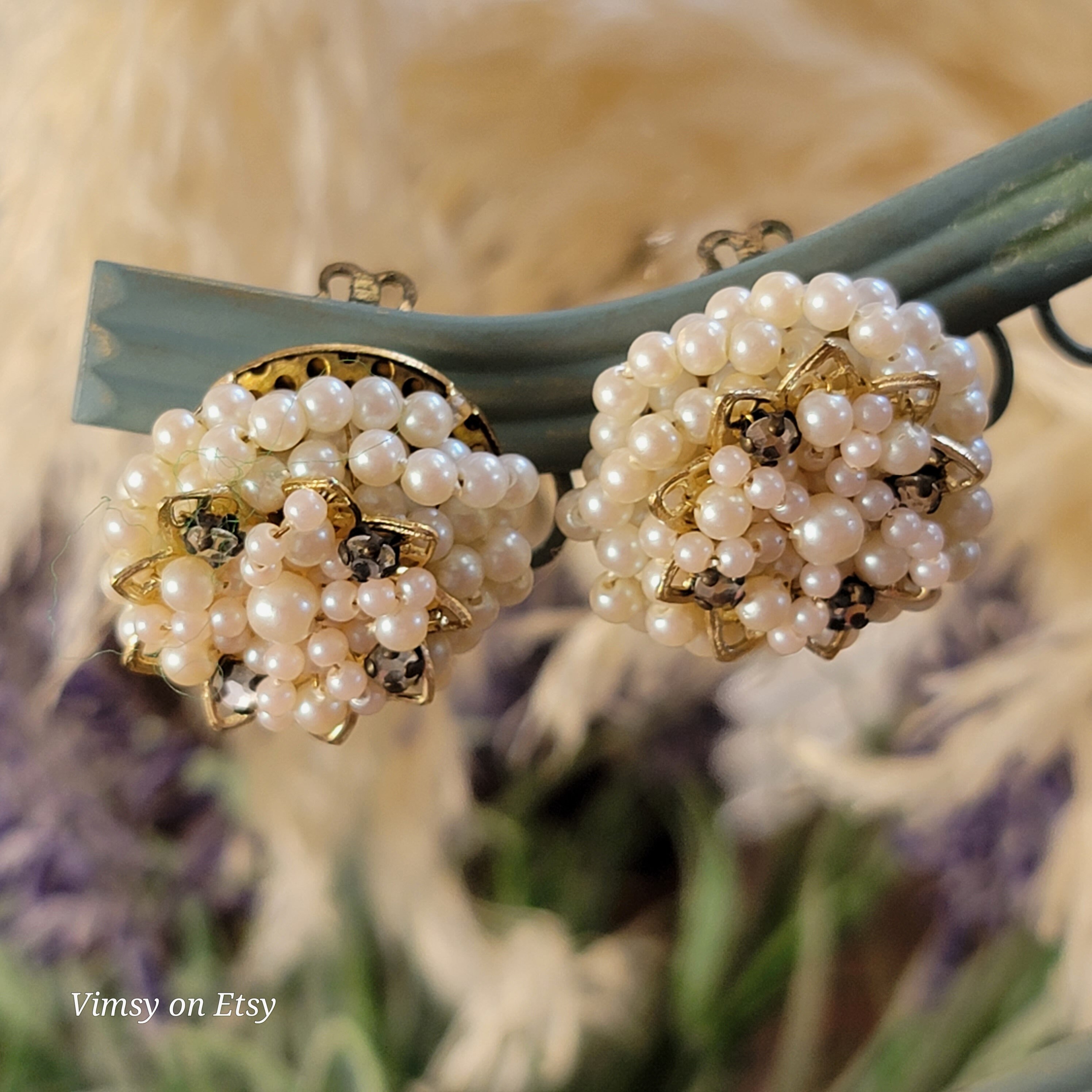 Elegant Vintage Pearl Earrings in White Gold – Gem Set Love