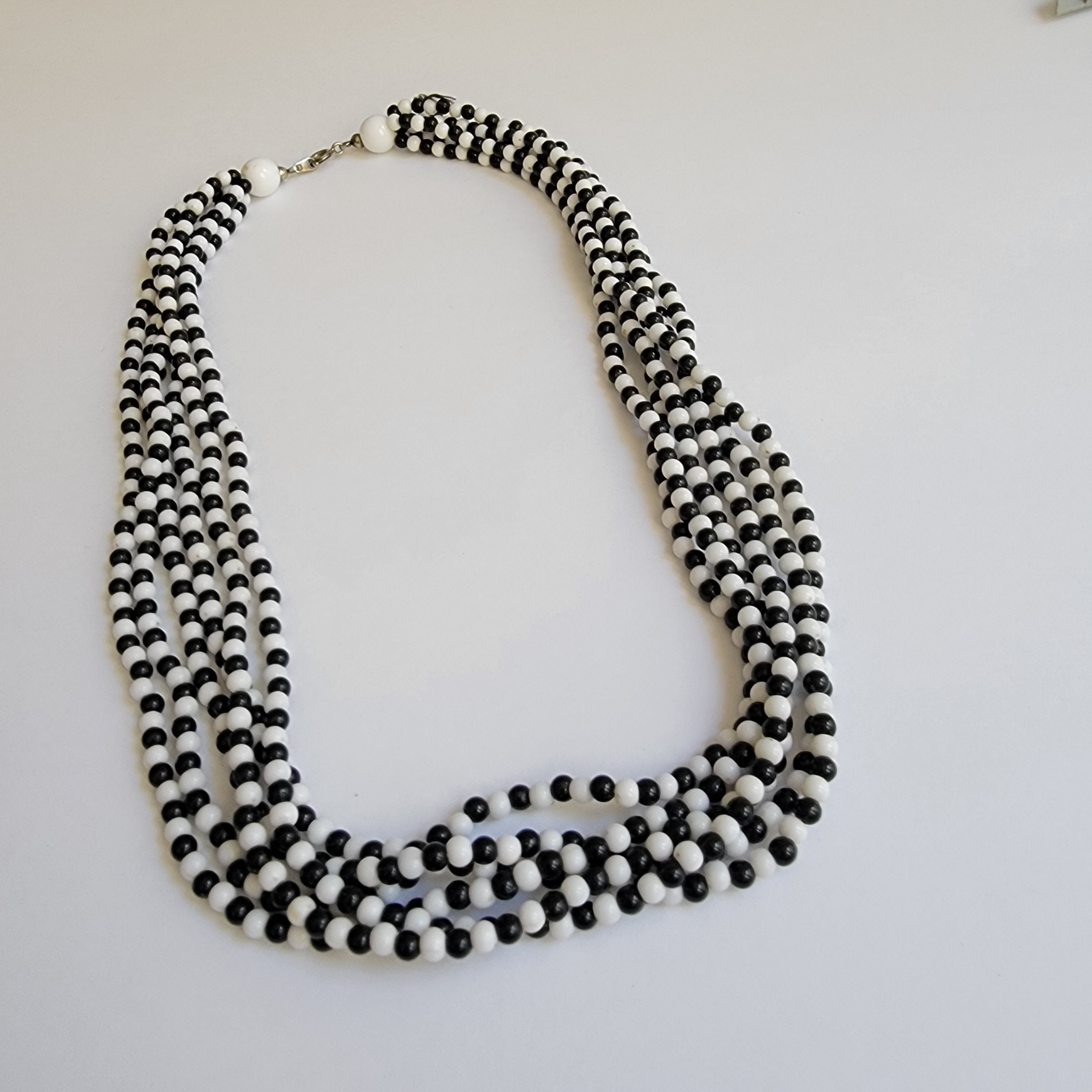 Vintage Monochrome Round Bead Necklace - Etsy
