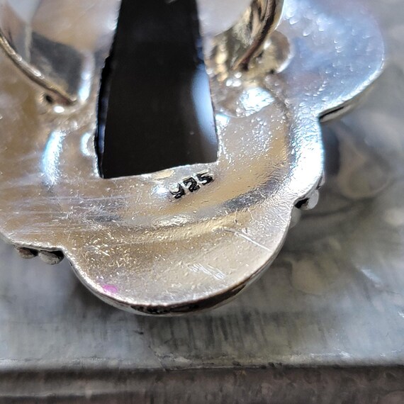 Black Stone Statement Ring: Sterling Silver, Etch… - image 4