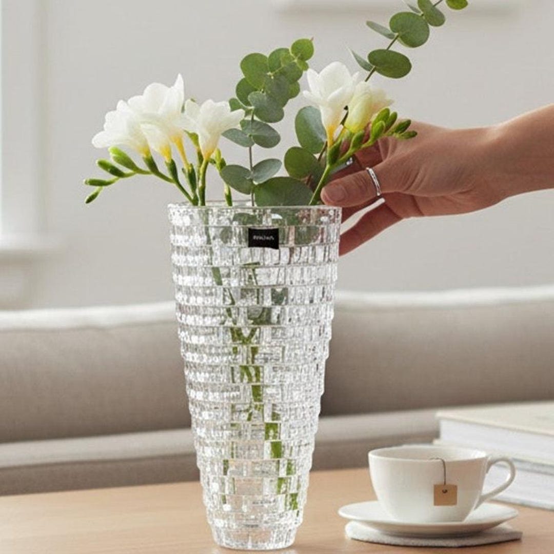 Vintage Vase Mikasa Clear Cut Crystal Block Pattern Tapered