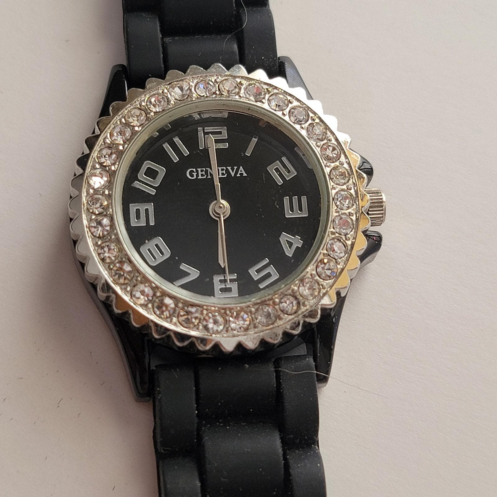 Geneva Watch 45mm Black Dial Crystal Bezel Black Acrylic Bracelet Oversized Glam Geneva Men main image 4