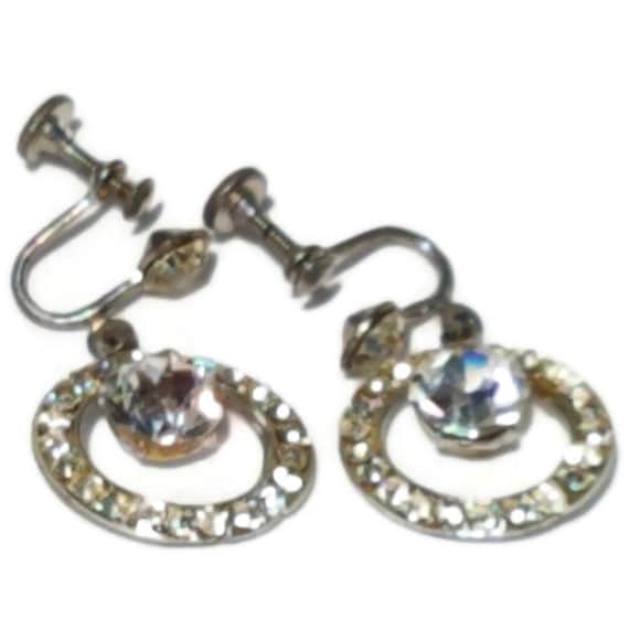 Clip On Earrings, Vintage Rhinestone Clip-on Earri
