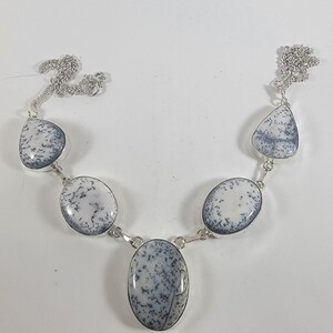 Dendritic Agate Pendant in Sterling Silver Handmade Artisan Gemstone Necklace