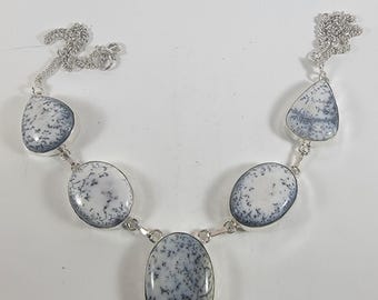 Dendritic Agate Pendant in Sterling Silver Handmade Artisan Gemstone Necklace