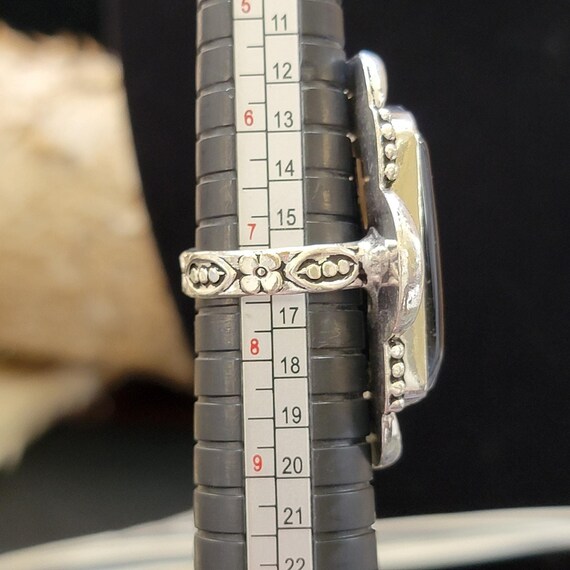 Black Stone Statement Ring: Sterling Silver, Etch… - image 9