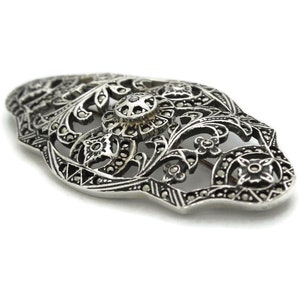 Rare Vintage Art Deco Silver Brooch, One-of-a-Kind Sterling Silver Marcasite Brooch, Vintage Brooch Pin For Women