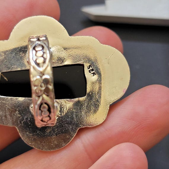 Black Stone Statement Ring: Sterling Silver, Etch… - image 6