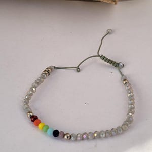 Vintage Regenbogen Perlen Armband verstellbar Kordel Boho Stil 2000s Pride
