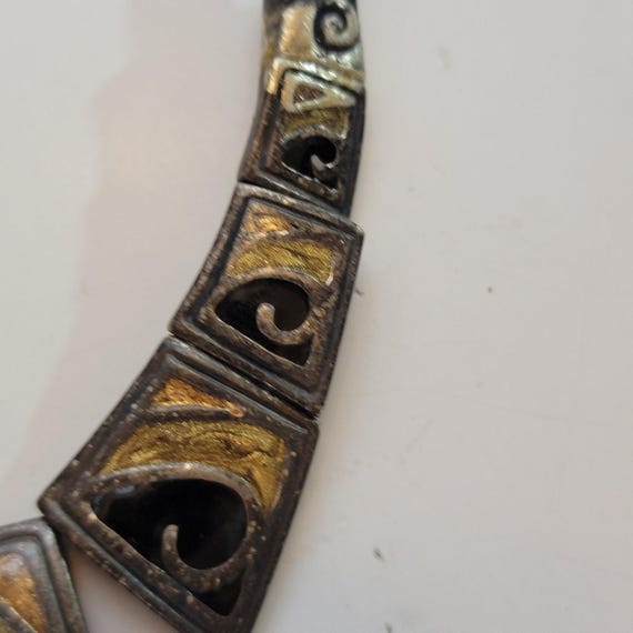 Chico’s Statement Necklace with Geometric Gold Si… - image 7