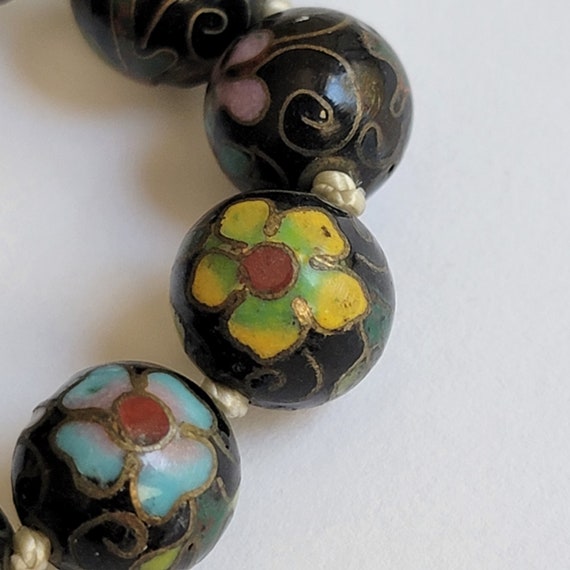 Chinese Cloisonné and Gold Necklace - Vintage Bla… - image 10