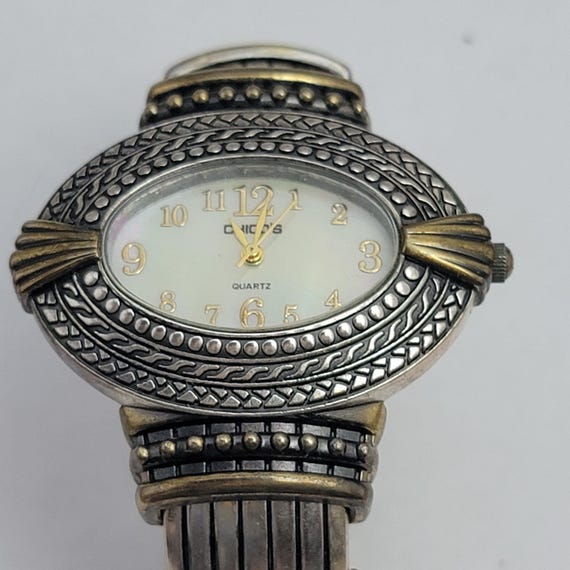 Vintage Uhren Cameo Oval Quarz Uhr mit zweifarbigem geätztem