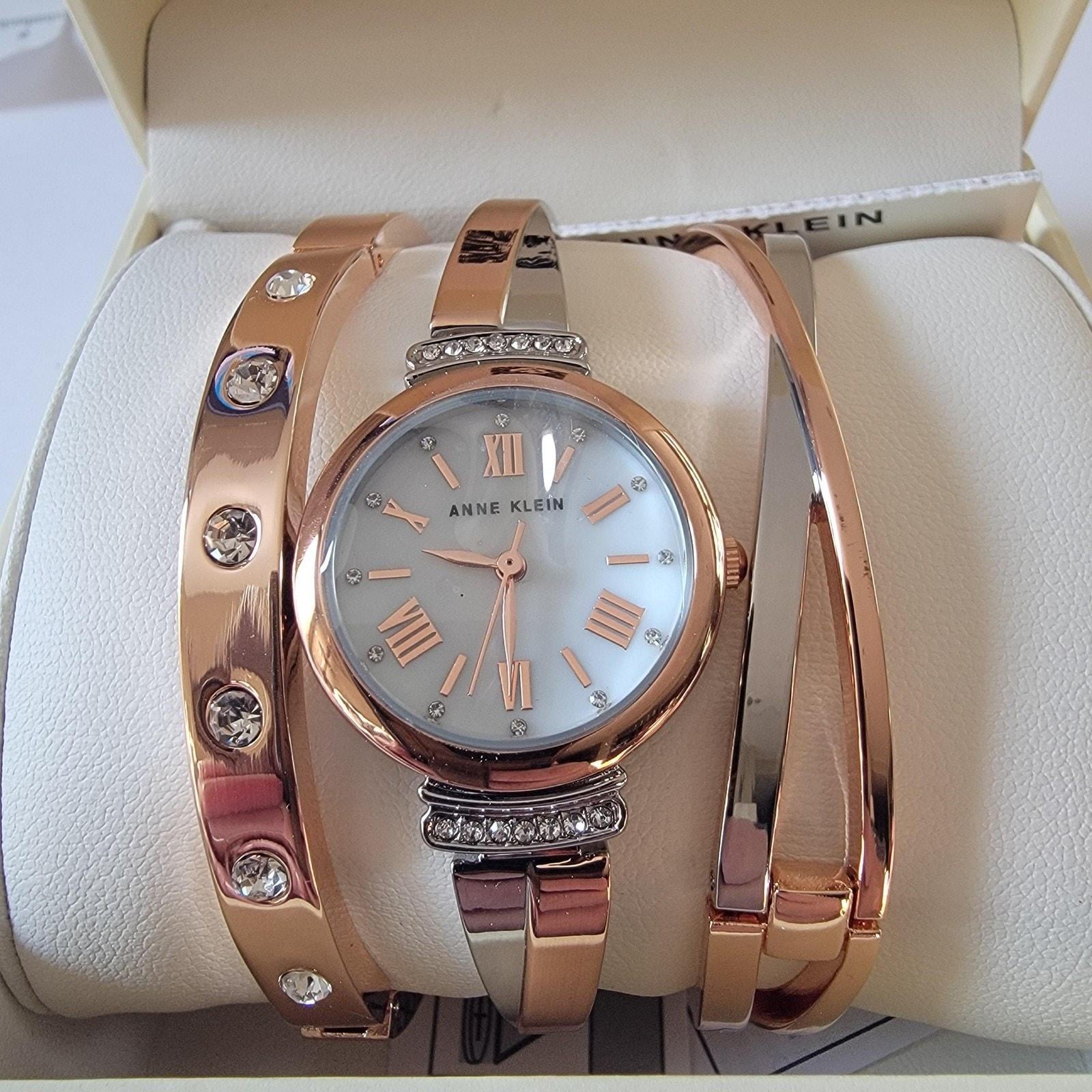 Anne Klein Women\'s Rose Gold Analog Japanese Quartz Roman Numeral Bracelet Watch Octagonal Metal Bracelet Watch in Rose Gold | Anne Klein main image 3