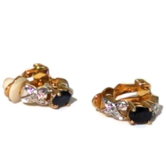 Clip On Earrings, Vintage Onyx Clip-on Earrings, S