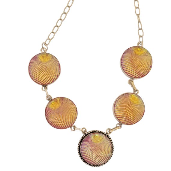 Handmade Iridescent Shell Necklace: Vintage Silve… - image 2