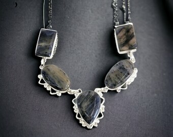 Sodalith Statement Halskette - Artisan Silver für Frauen