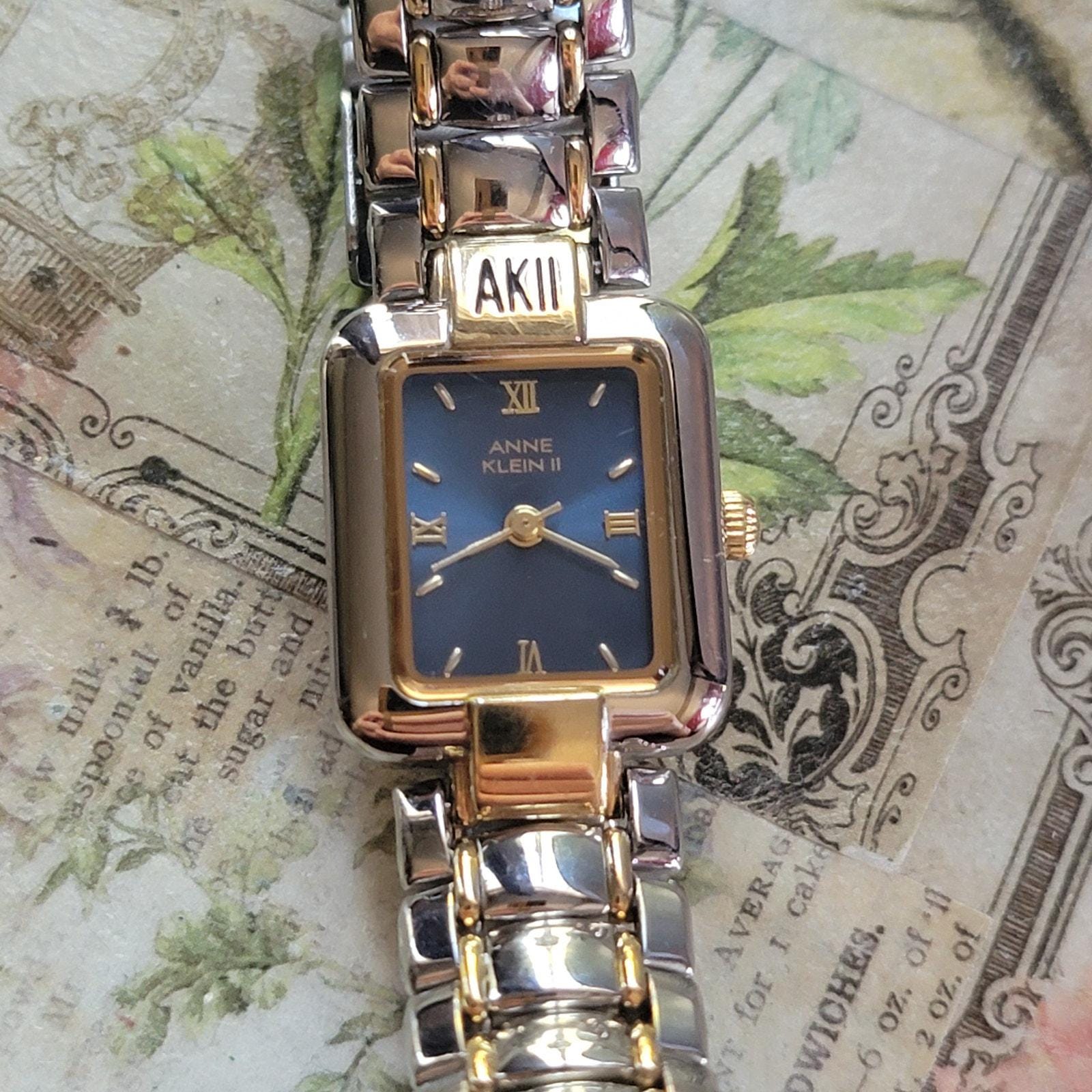 Vintage Anne Klein II Two-Tone Metal Band Womens Watch Original Box 1995-2005s Vintage Anne Klein Two tone Rectangular Face Women main image 2