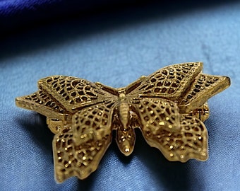 Vintage Goldtone Butterfly Brooch: Retro Statement Pin