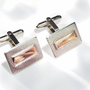 Vintage Square Cufflinks for Men, Unique Silver Cufflinks