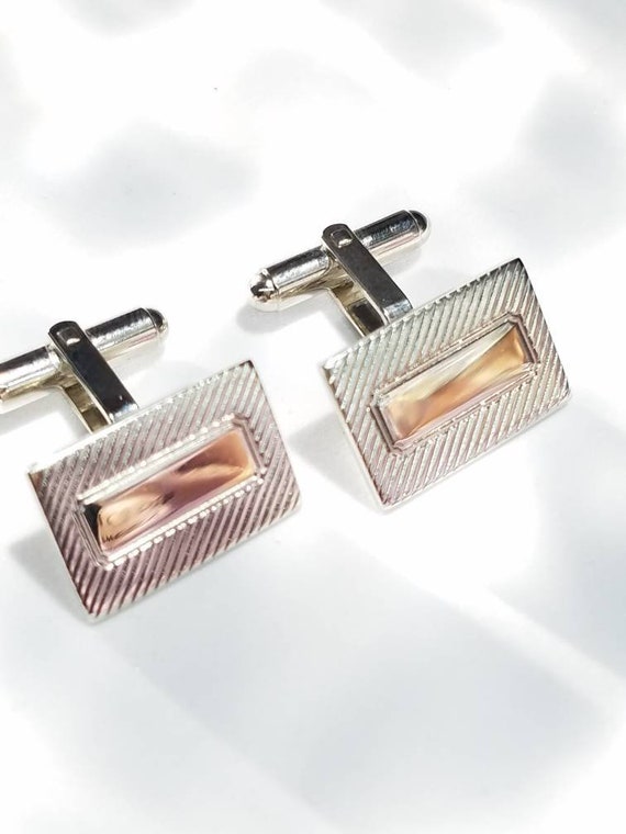 Vintage Square Cufflinks for Men, Unique Silver Cu